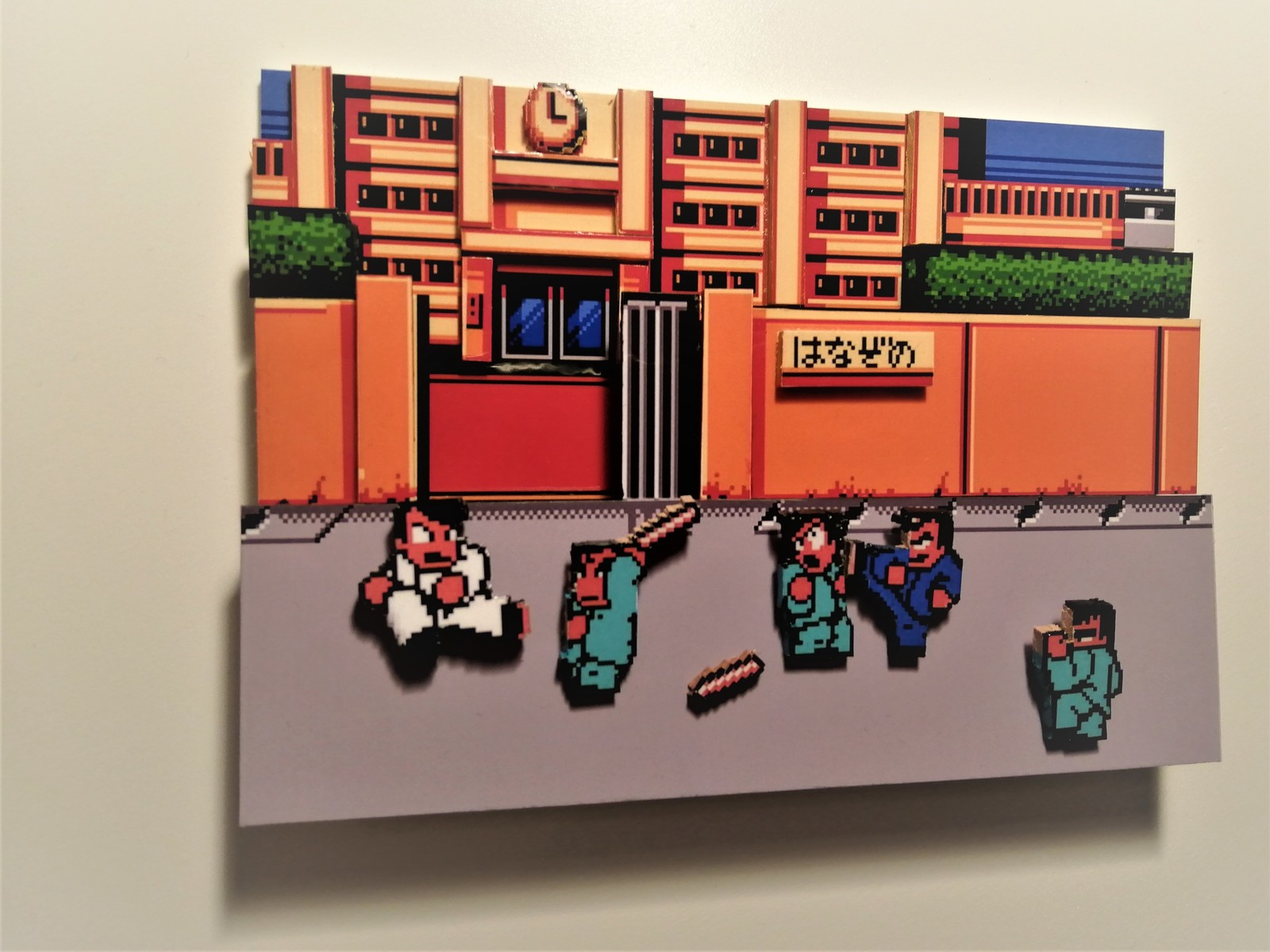 Nes Downtown Nekketsu Monogatari/River City Ransom game diorama - My, Diorama, Dendy, , Games, Pixel Art, , With your own hands, Longpost