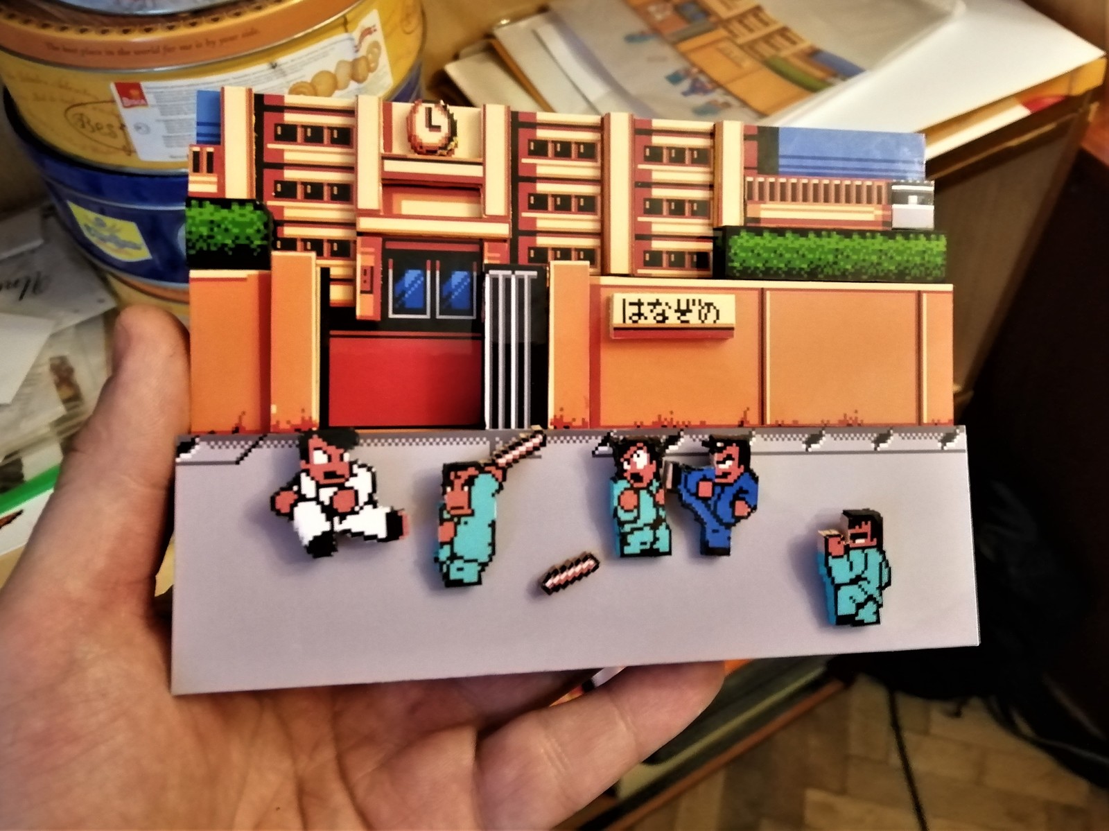 Nes Downtown Nekketsu Monogatari/River City Ransom game diorama - My, Diorama, Dendy, , Games, Pixel Art, , With your own hands, Longpost