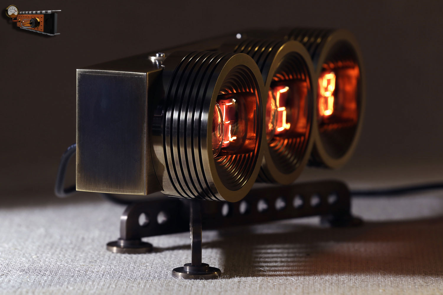 Warm lamp clock on Numitrons - My, Steampunk, Clock, , Longpost