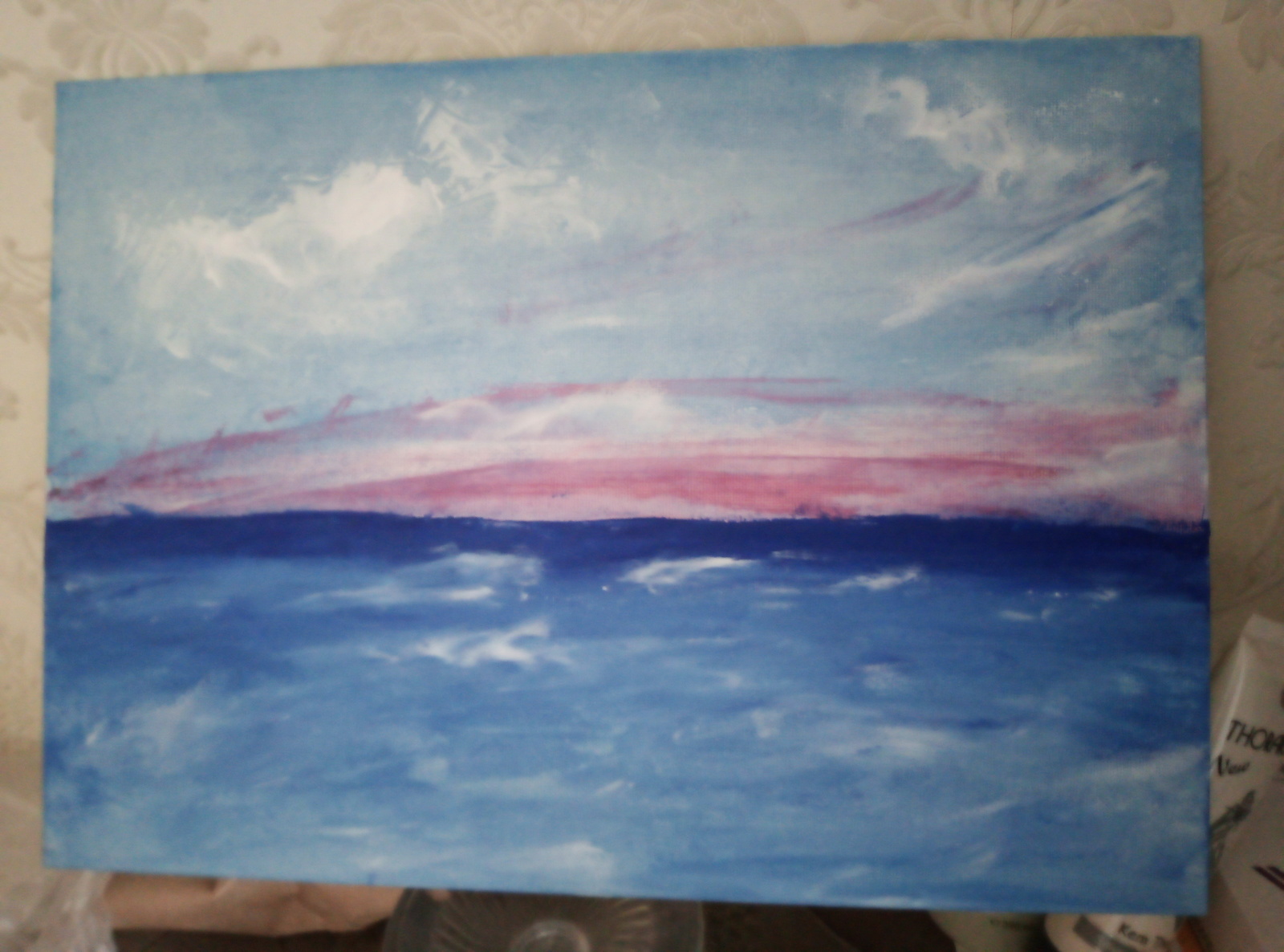 Sky-seaclouds. - My, Drawing, Acrylic, Sea