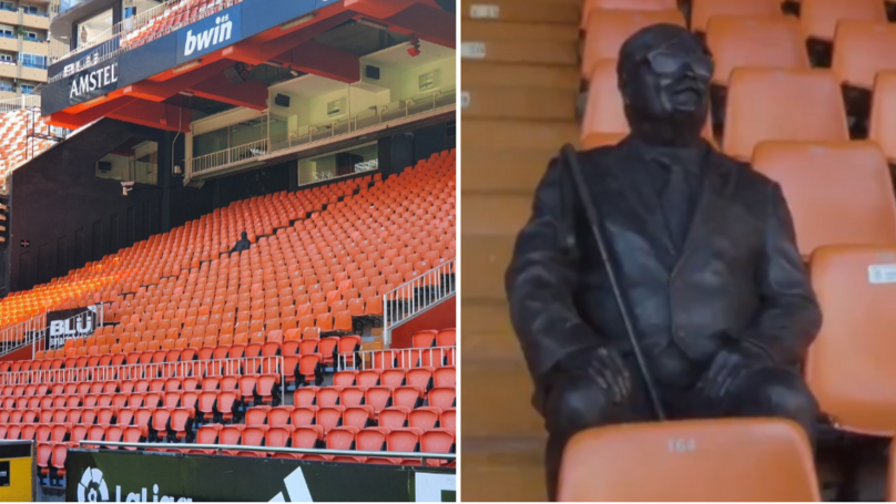 The football club erected a statue on the seat of its deceased fan - Valencia, Stadium, Болельщики, Memory, Monument, Death, Football