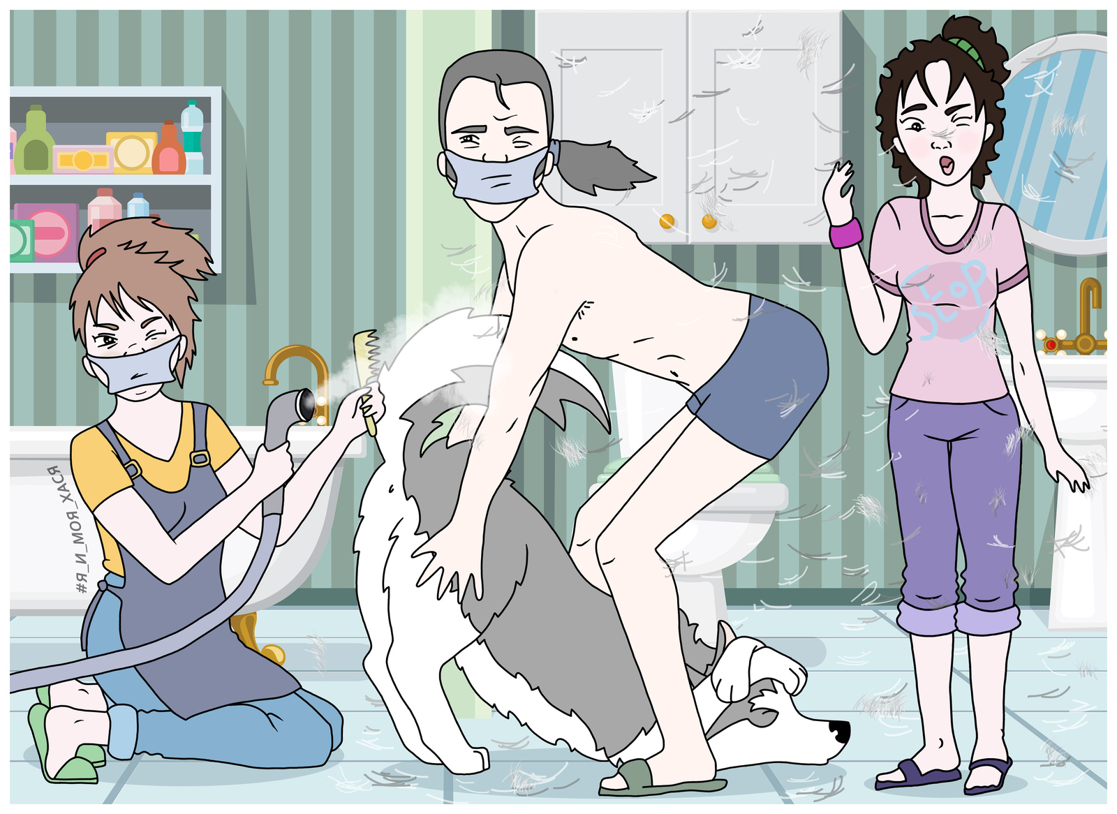 Expectation vs Reality: Grooming - My, Me and my hasya, Husky, Siberian Husky, Dog, Dog lovers, Dog days, Web comic