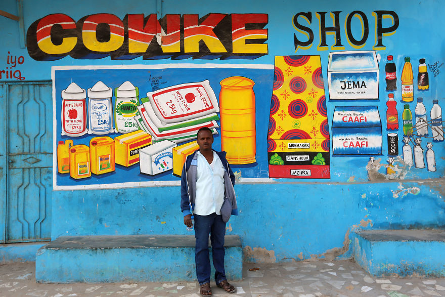 In Somalia, shop fronts are painted in such a way that illiterate residents can easily understand what they are selling there. - My, Somalia, Longpost, Street art, Artist