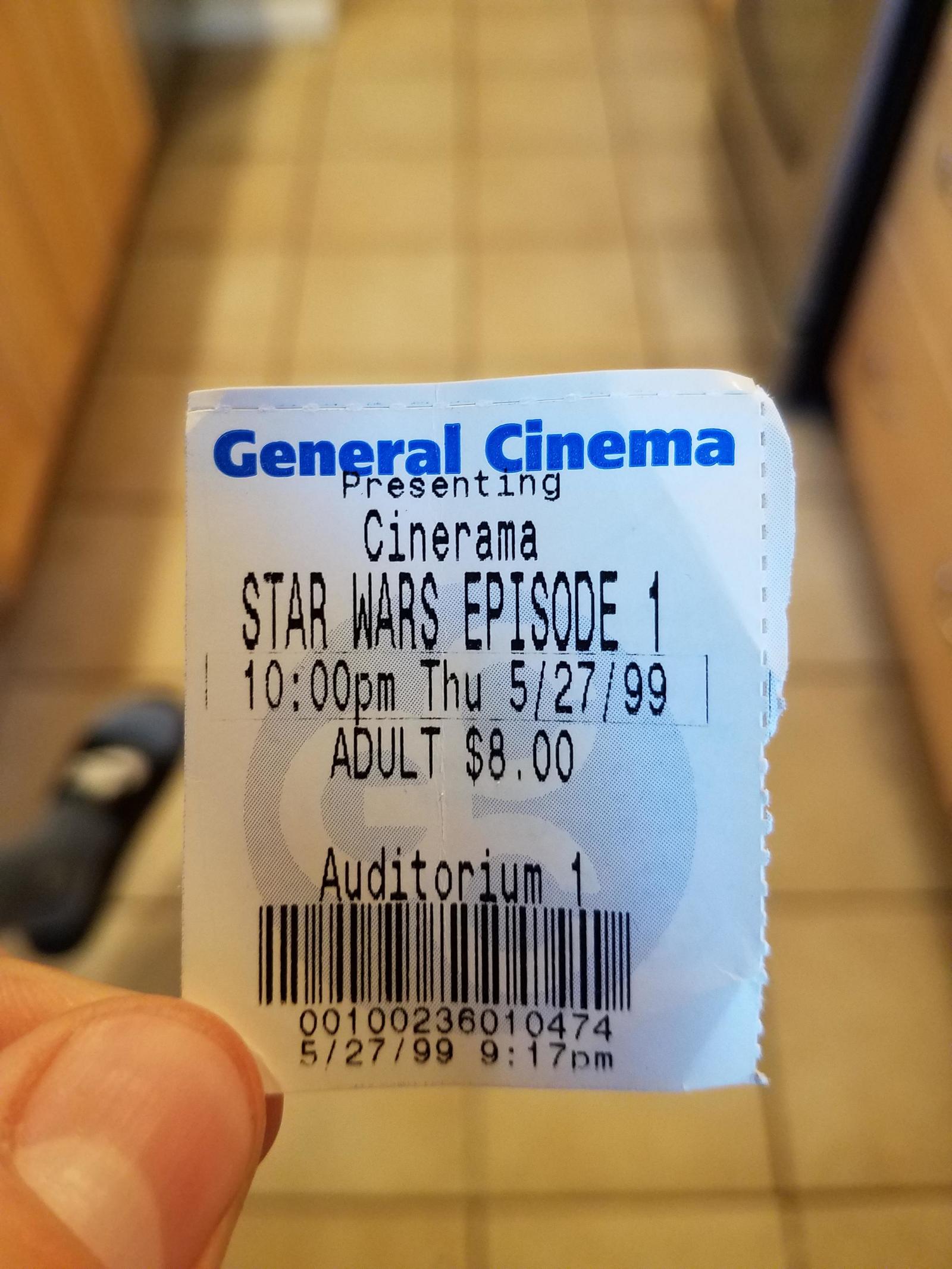 My roommate bought a pair of trousers from a thrift store and found the ticket in one of his pockets. - Star Wars, Movie tickets, Find, Tickets