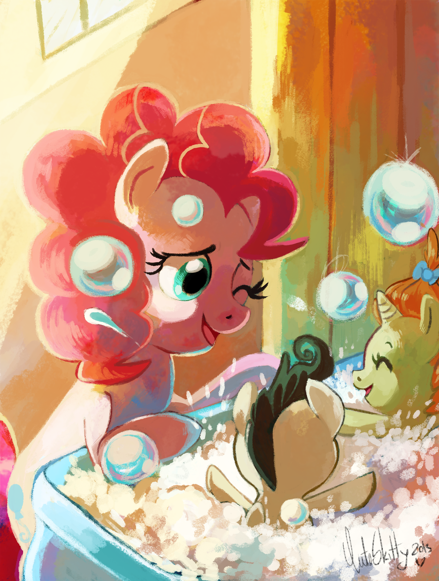 Ponyatya take a bath - My little pony, Pinkie pie, Pound Cake, Pumpkin Cake, Cuteskitty