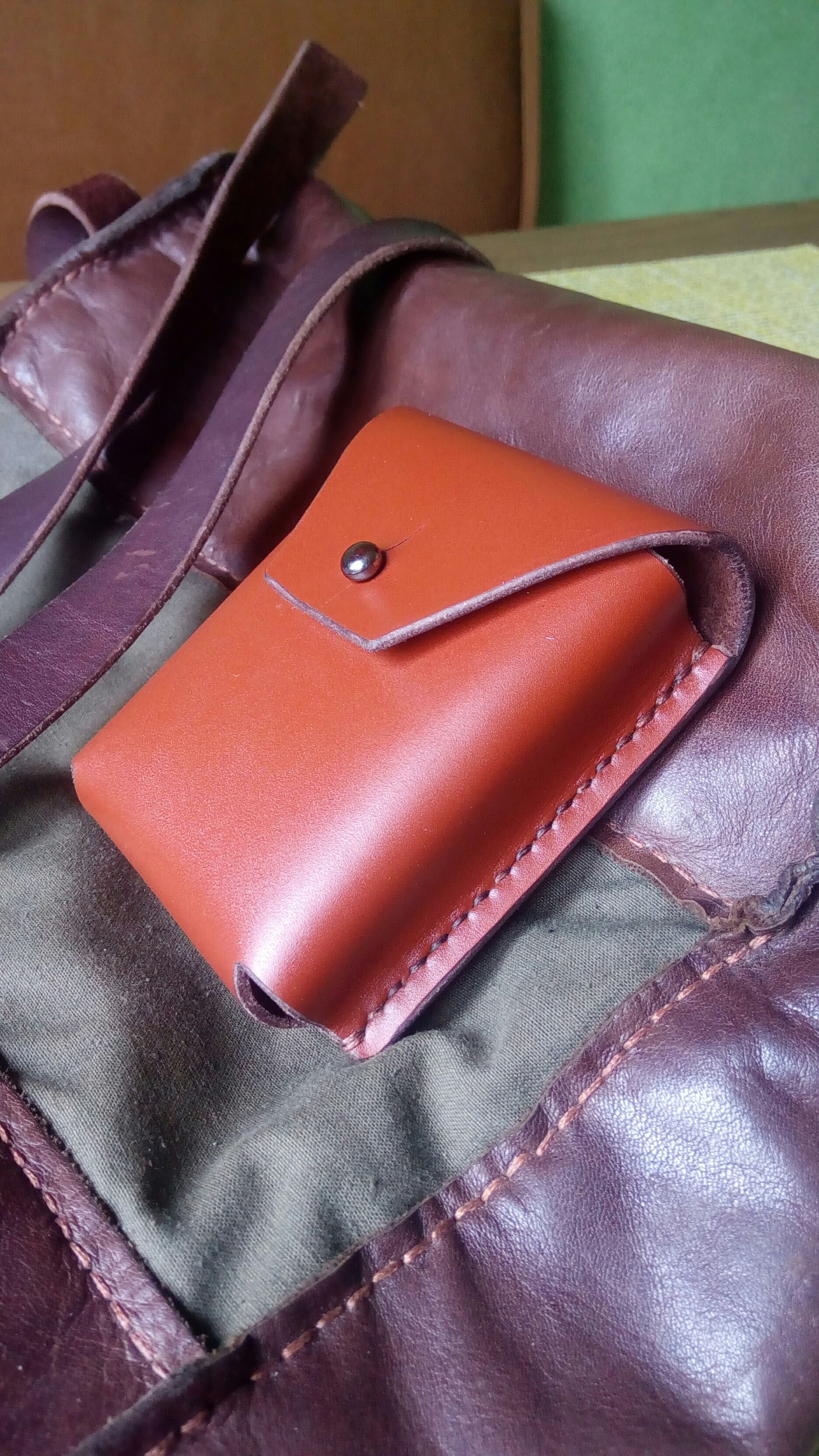 Leather case for small things - My, Leather, Needlework without process, With your own hands, Longpost