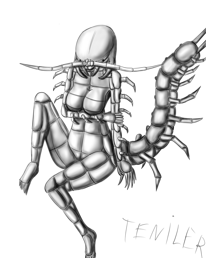 My first art - My, Scolopendra, Monster