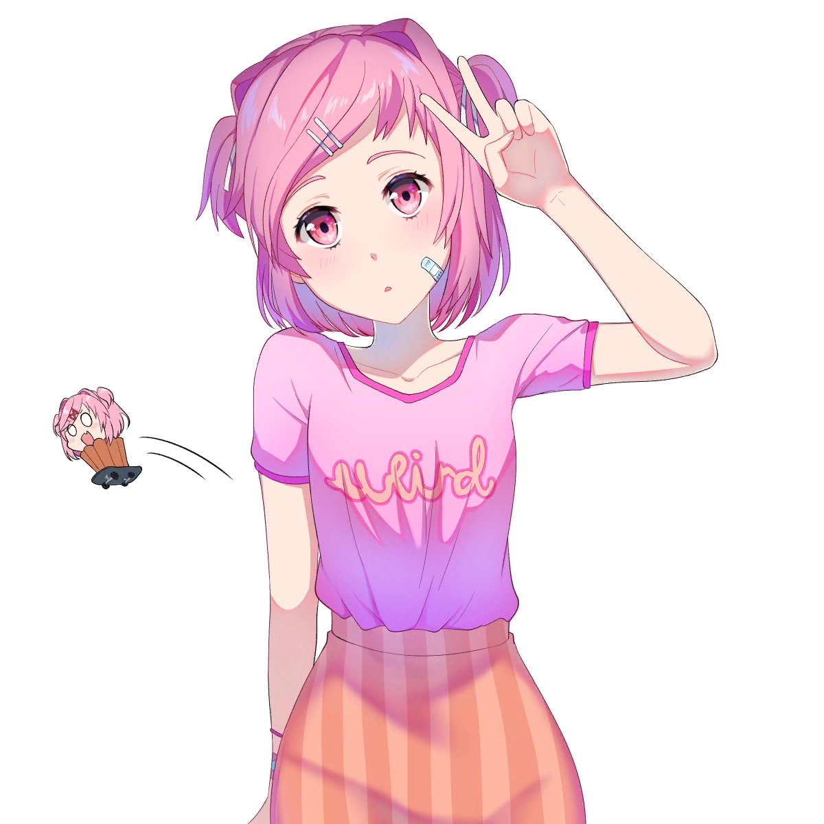 Pro skating cupcakes - Doki Doki Literature Club, Natsuki, Anime Art, Chibi, Визуальная новелла, Чиби