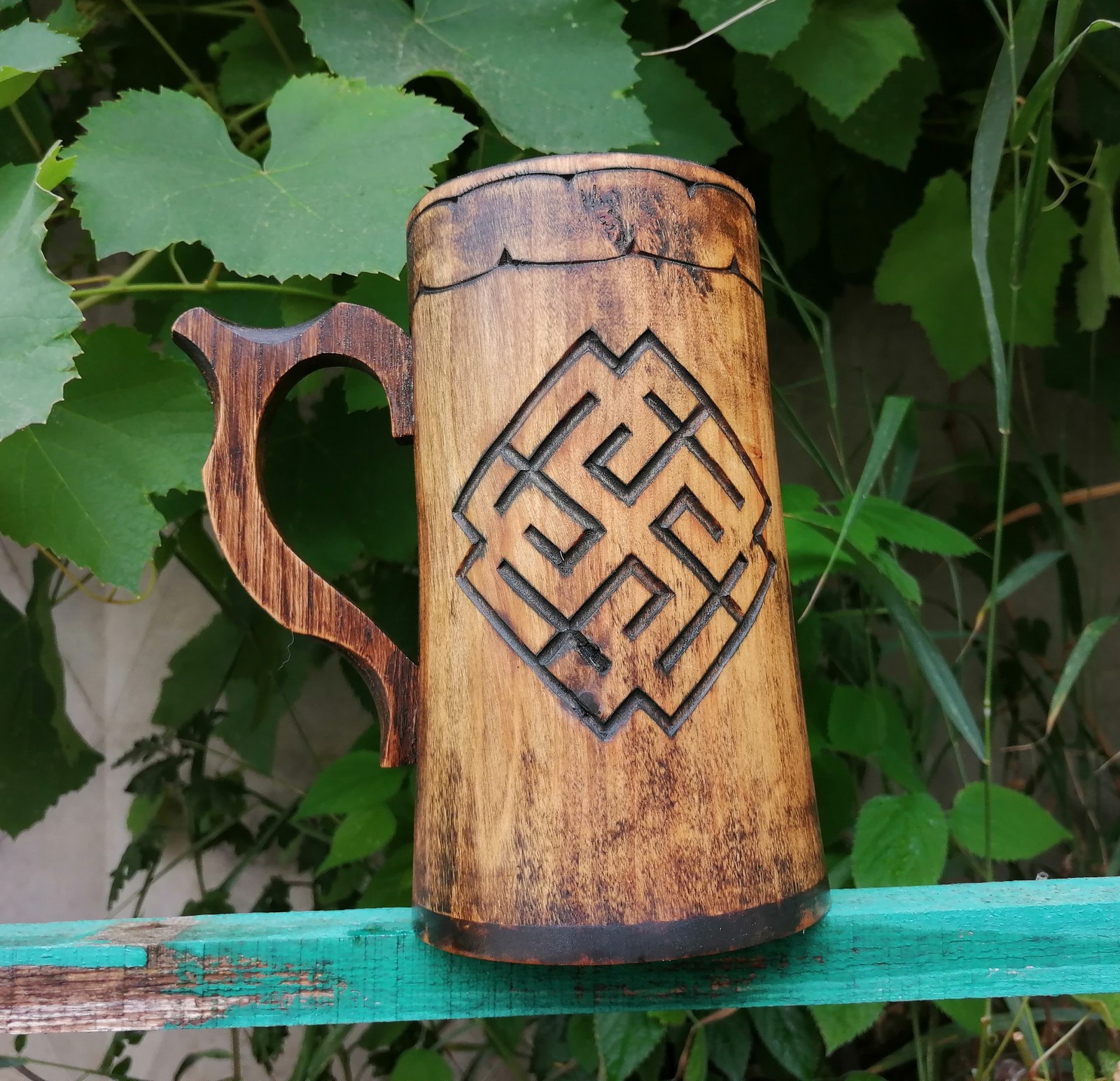 Willow mug Solar symbols - My, Wood carving, Beer mug, Slavic mythology, Handmade, Longpost