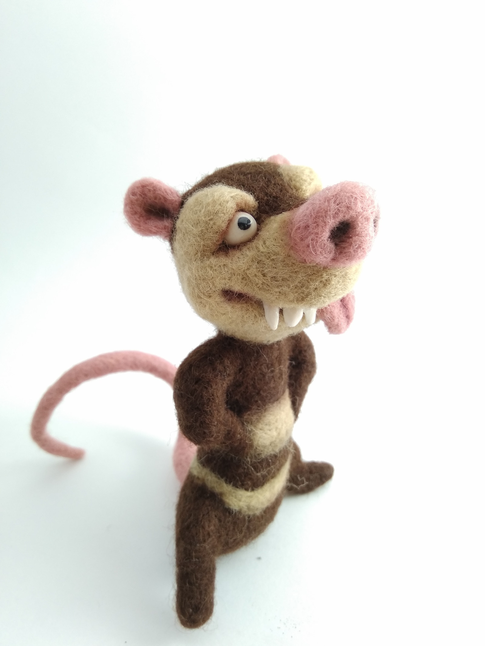 Opossum - My, Needlework without process, Wallow, Toys, Wool, Opossum, Longpost