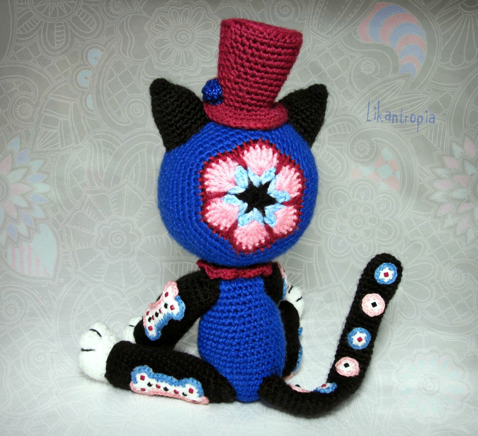 Sugar Skull Cat - My, cat, The day of the Dead, Sugar skull, Amigurumi, Crochet, Knitted toys