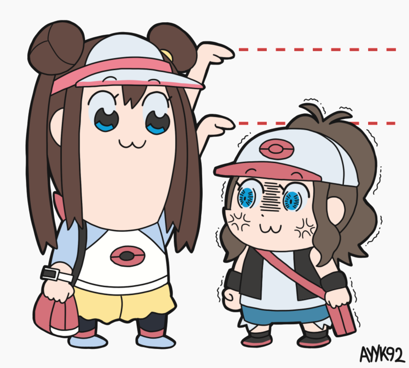 Didn't grow up - Anime art, Pokemon, Ayyk92, Rosa, Hilda, Longpost