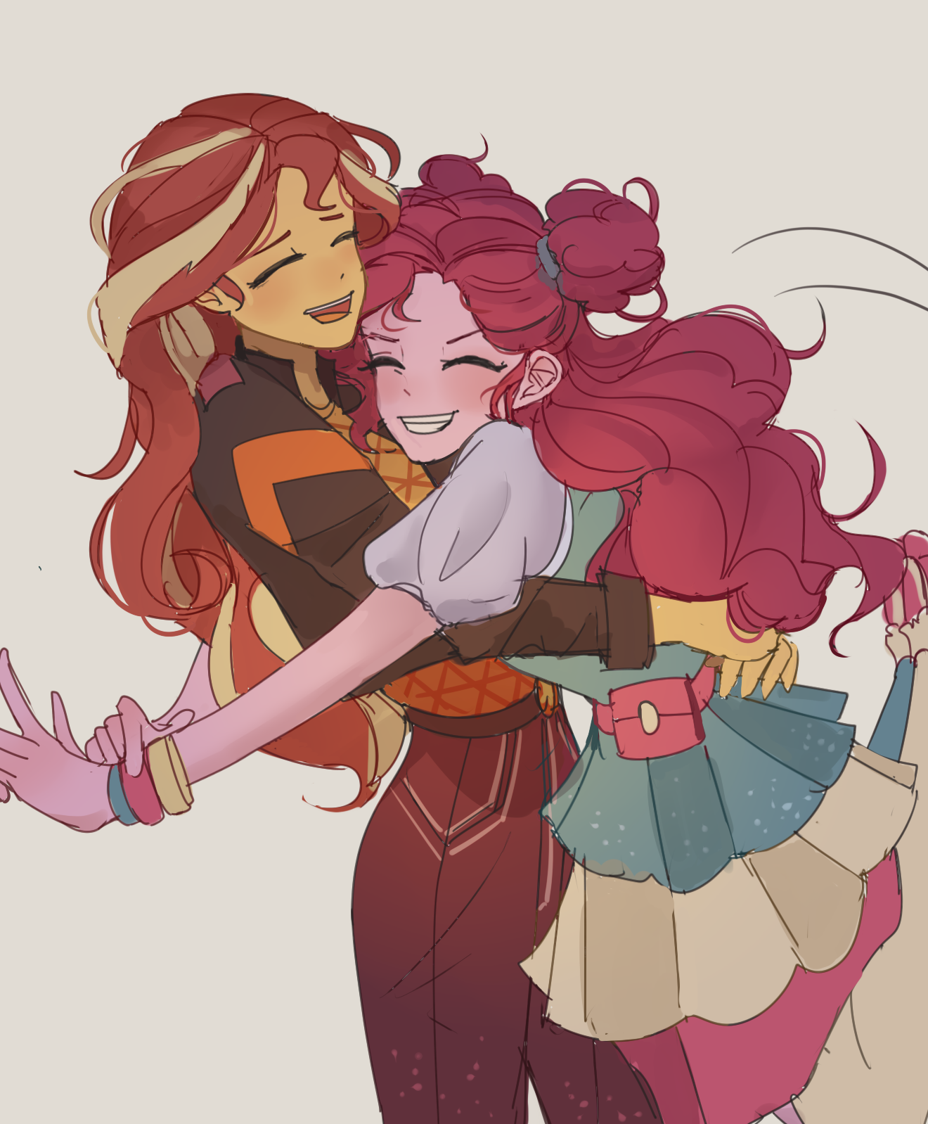 Обнимашки - My Little Pony, Equestria Girls, Pinkie Pie, Sunset Shimmer, Looknamtcn