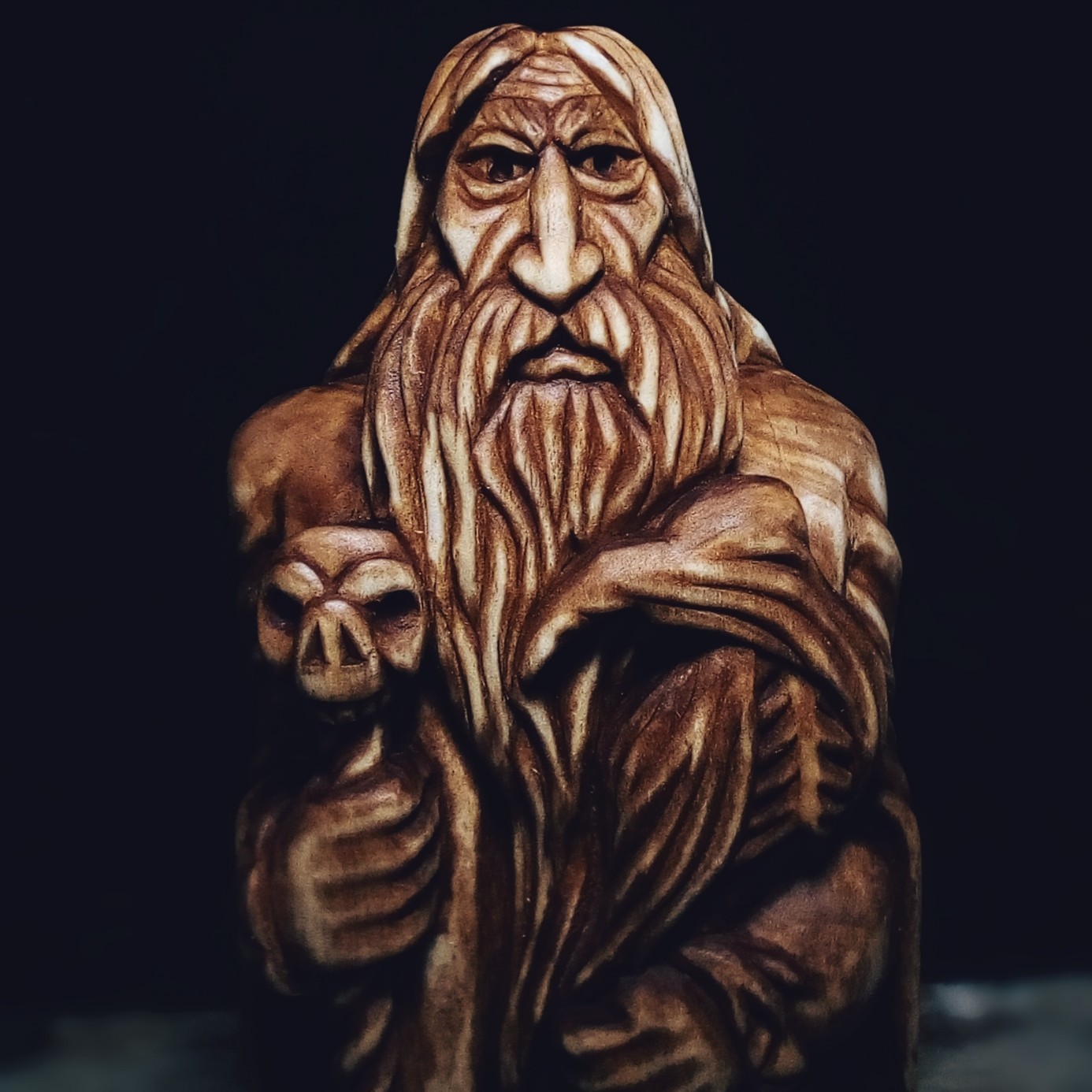 CHERNOBOG, aspen material, height 21cm. - My, Wood carving, Slavic mythology, Longpost