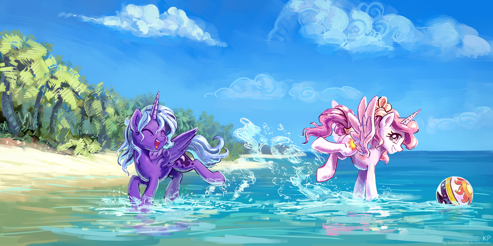 Luna And Celestia At The Beach - My little pony, Princess luna, Princess celestia, Beach, Games, Kp-Shadowsquirrel