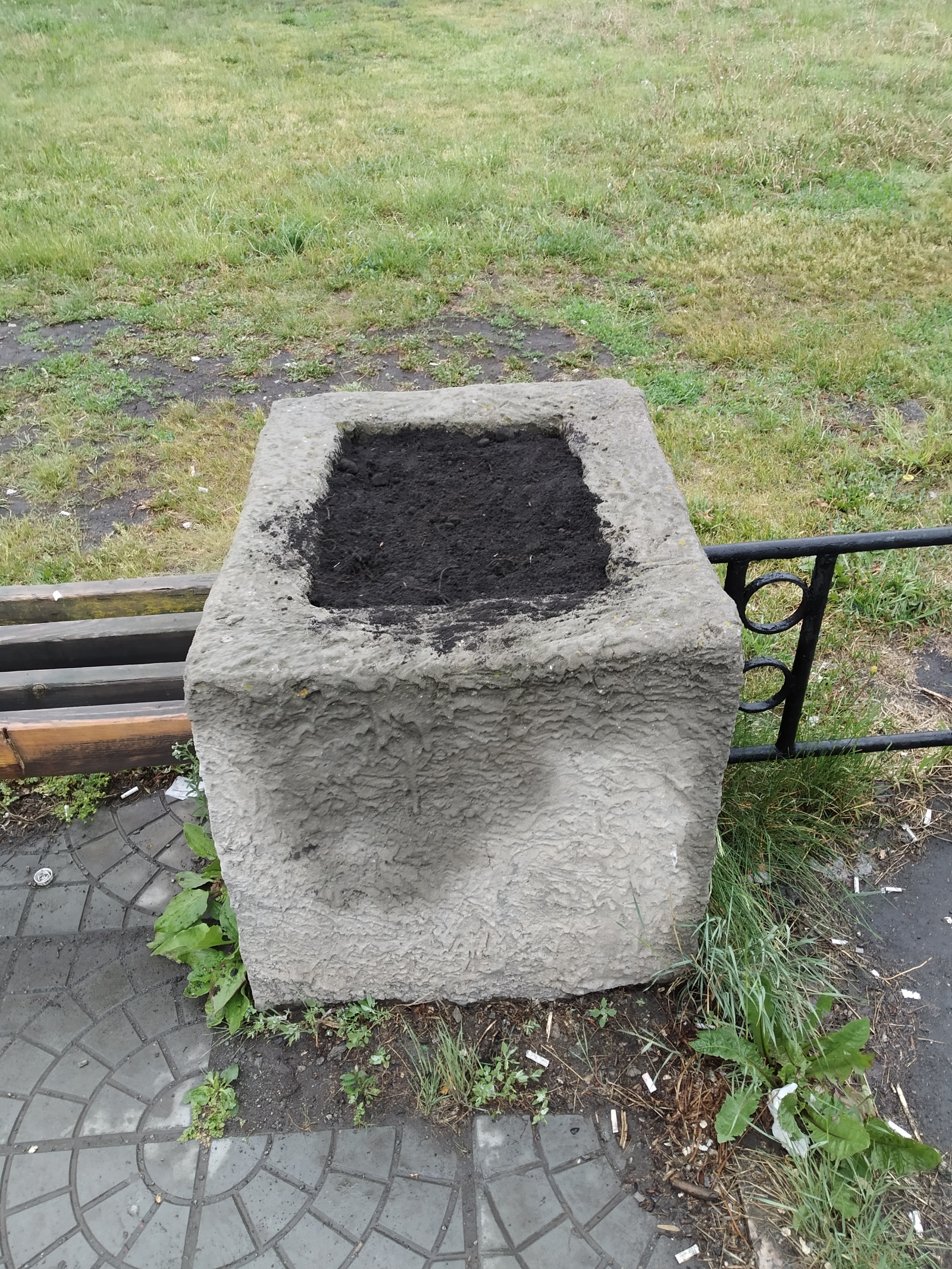 Garbage can be defeated by landscaping. - My, Chistoman, Urbanism, Beautification, Kopeysk, Benches, Flower bed, Grass, Longpost