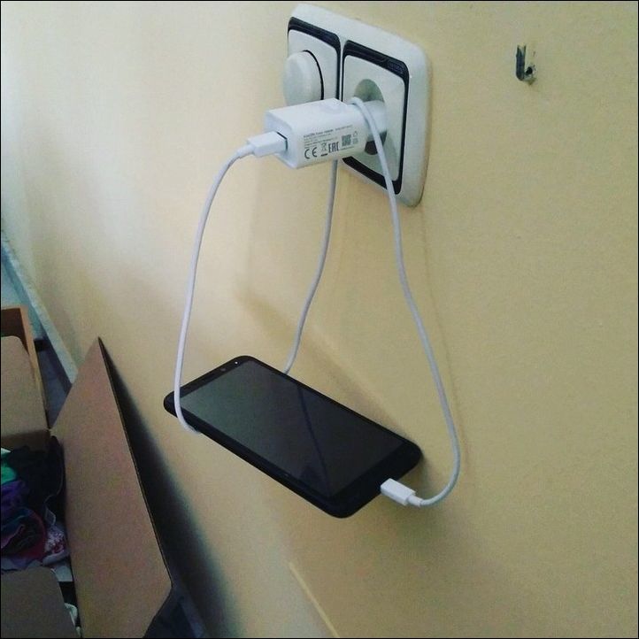 A little ingenuity) - Smartphone, Charger, Power socket, 