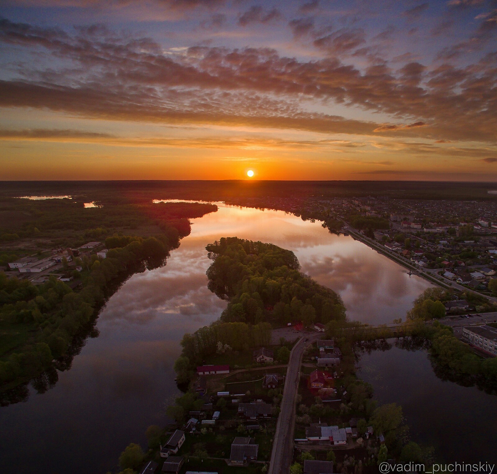 Sunset over hometown - DJI Phantom, Quadcopter, Homeland, Hobby, Republic of Belarus, My