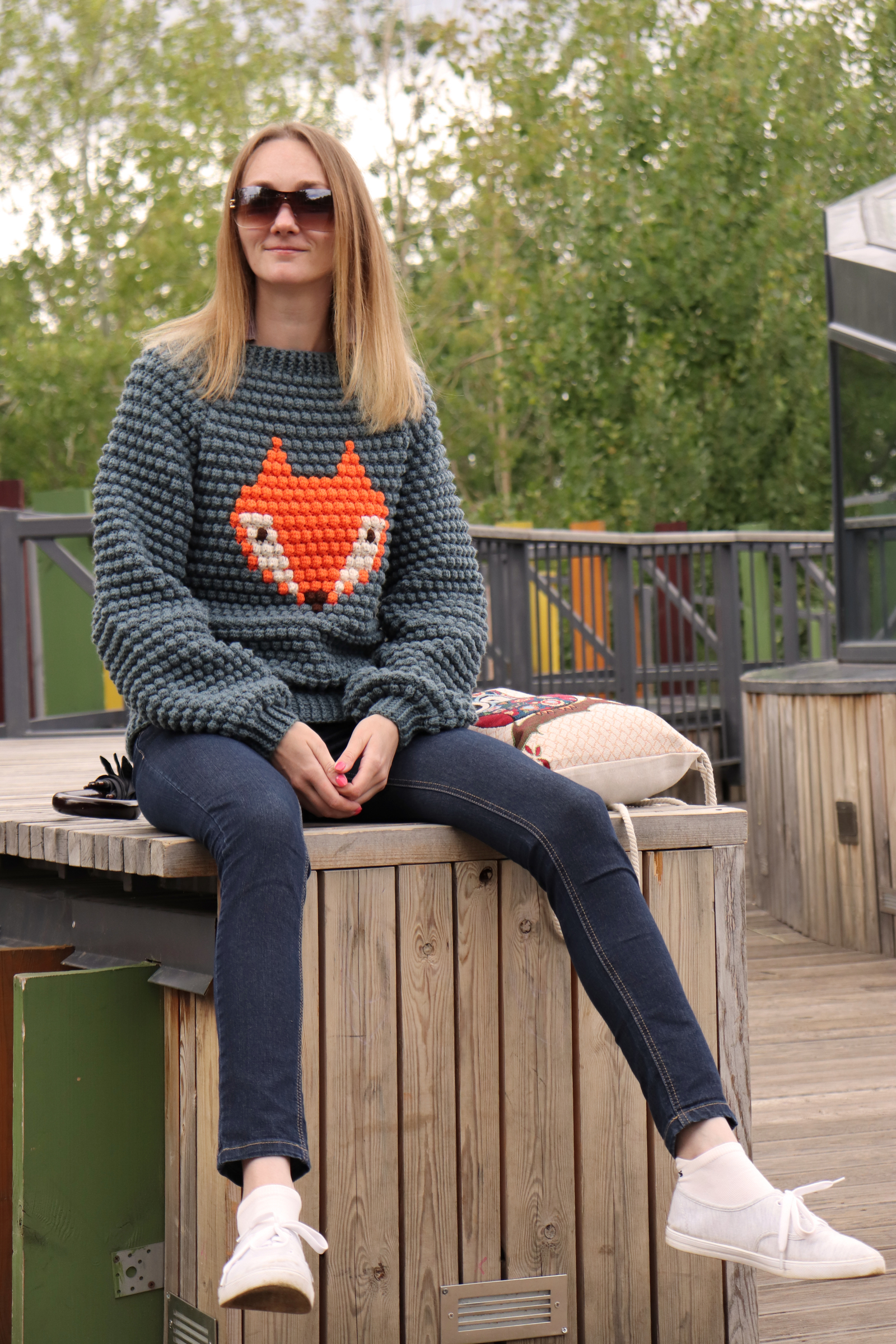 Sweater Chanterelle - My, Pullover, Fox, Crochet, Longpost, Needlework without process