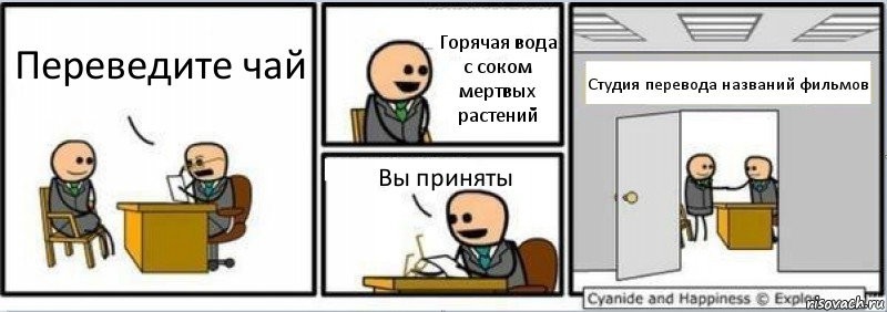 Перевод названия фильмов - Моё, Собеседование, Cyanide and Happiness