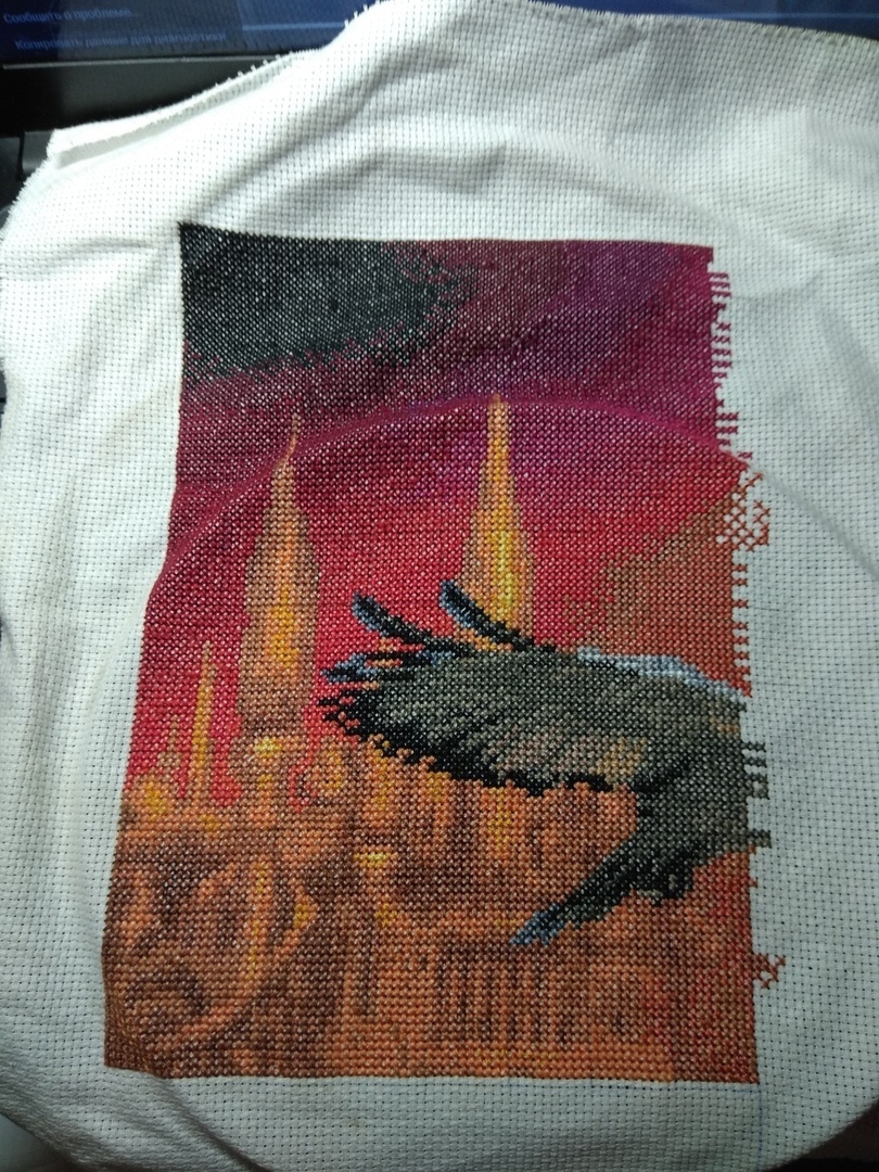 Two skies - My, Embroidery, Eagle, Creation, Longpost