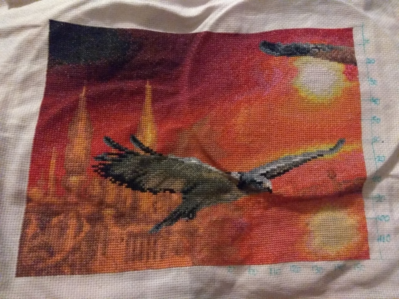 Two skies - My, Embroidery, Eagle, Creation, Longpost