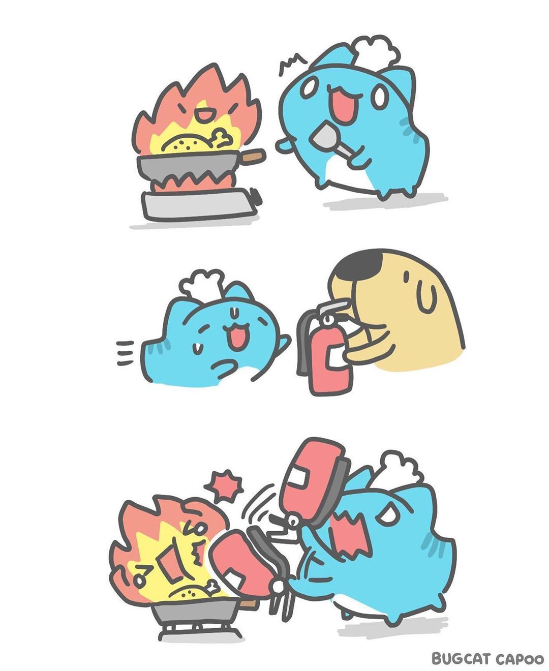 How to put out a fire :) - Comics, Bugcat-Capoo