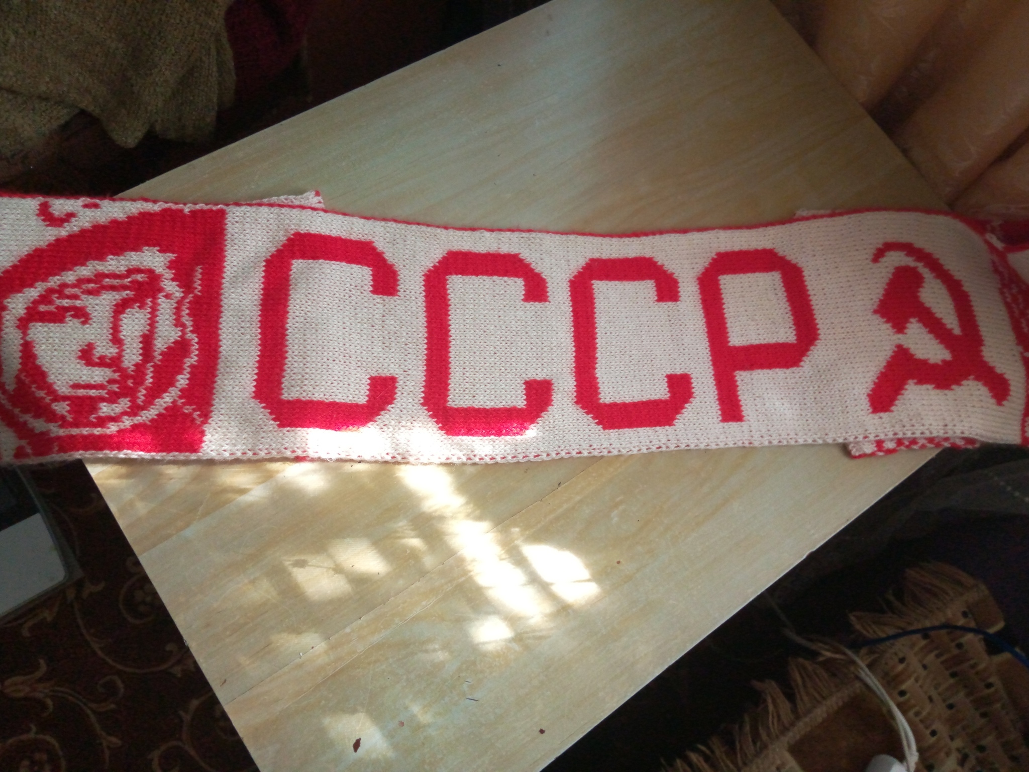 Reversible jacquard - My, Knitting, Scarf, Needlework without process, Princess mononoke, the USSR, Longpost