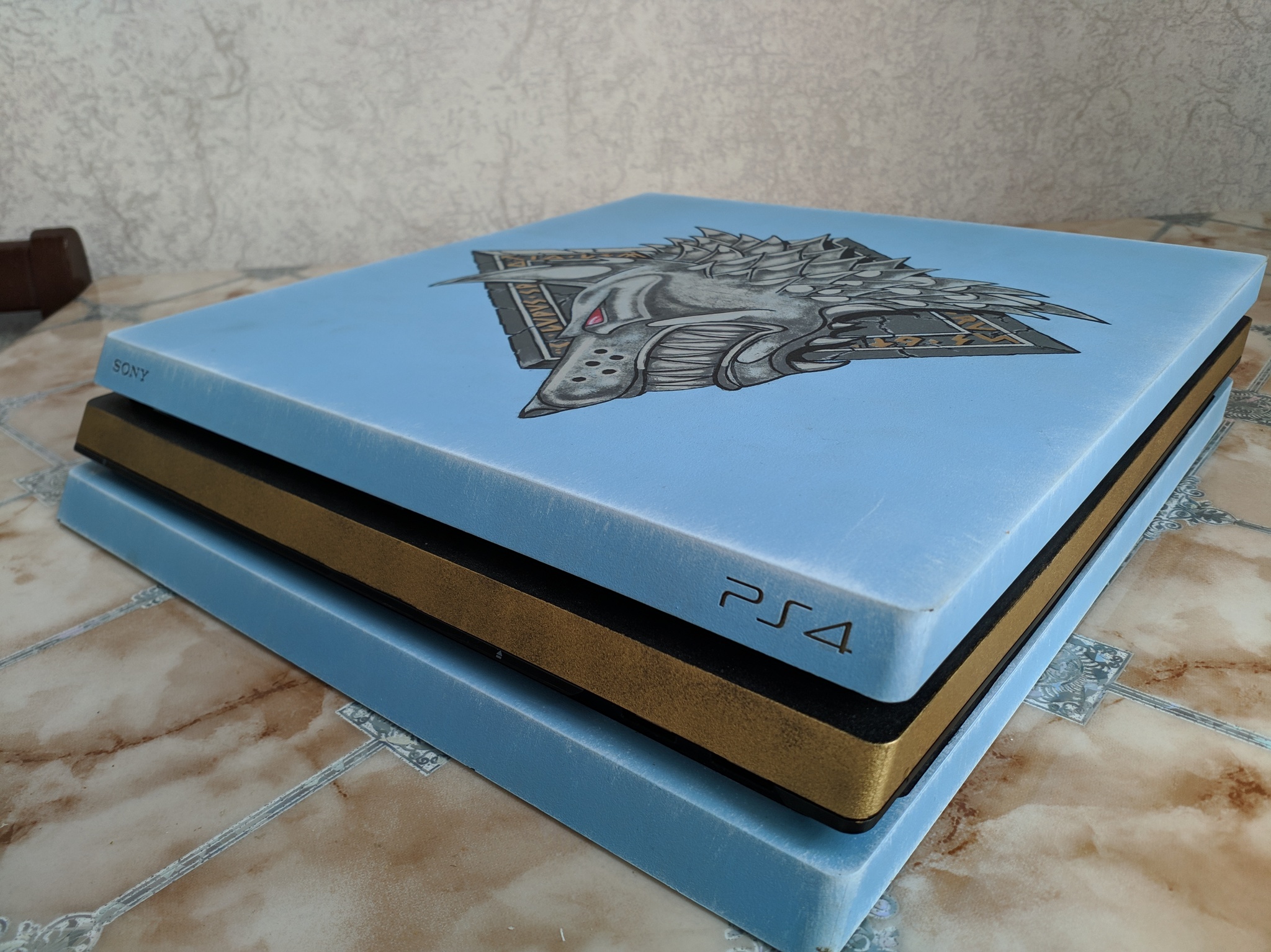 New design PS4pro - My, Playstation 4, Custom, Warhammer 40k, Drawing, Longpost, Customization