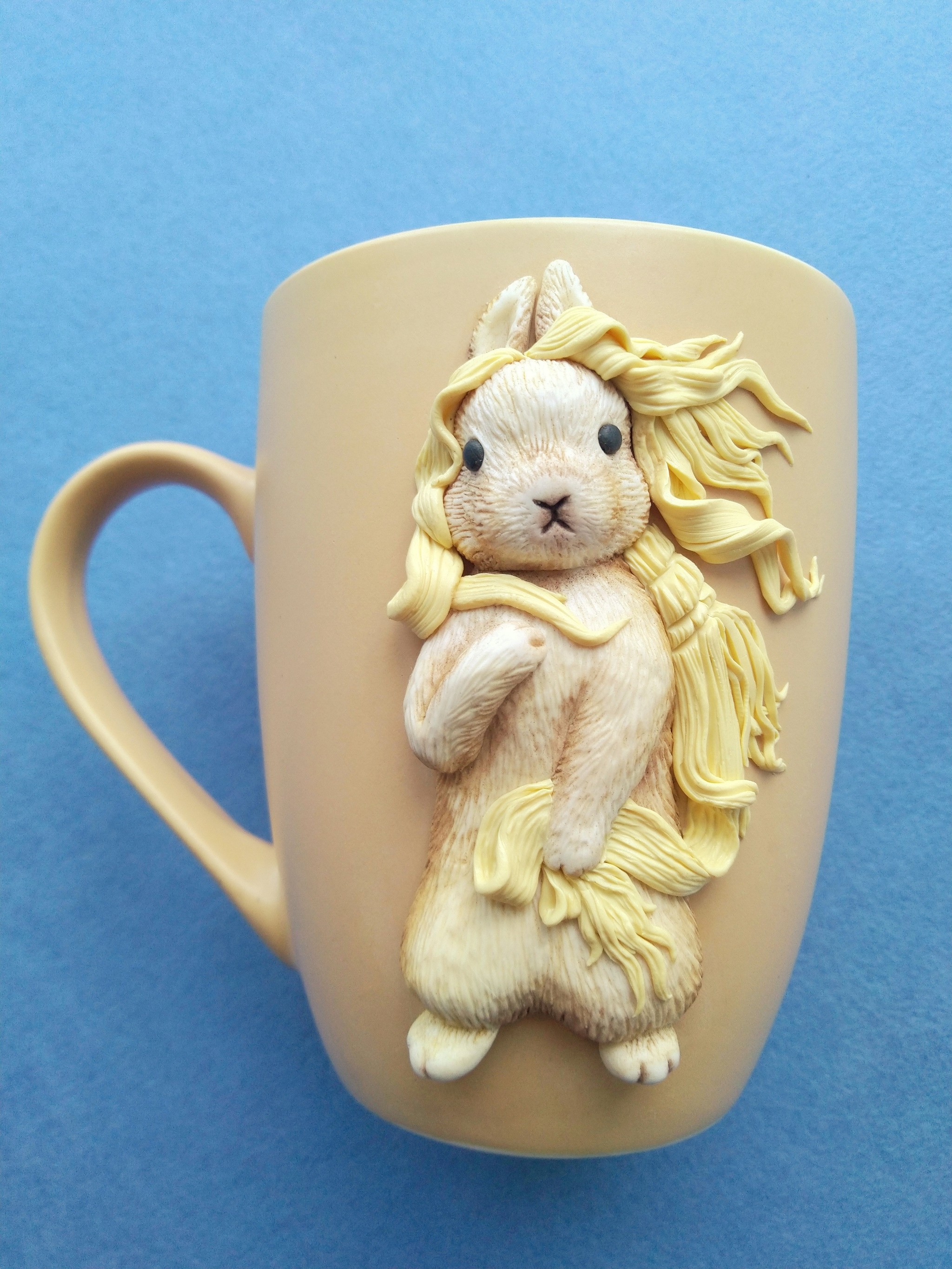 Birth of Venus - My, Polymer clay, Mug with decor, Decor, Venus, Hare, Longpost