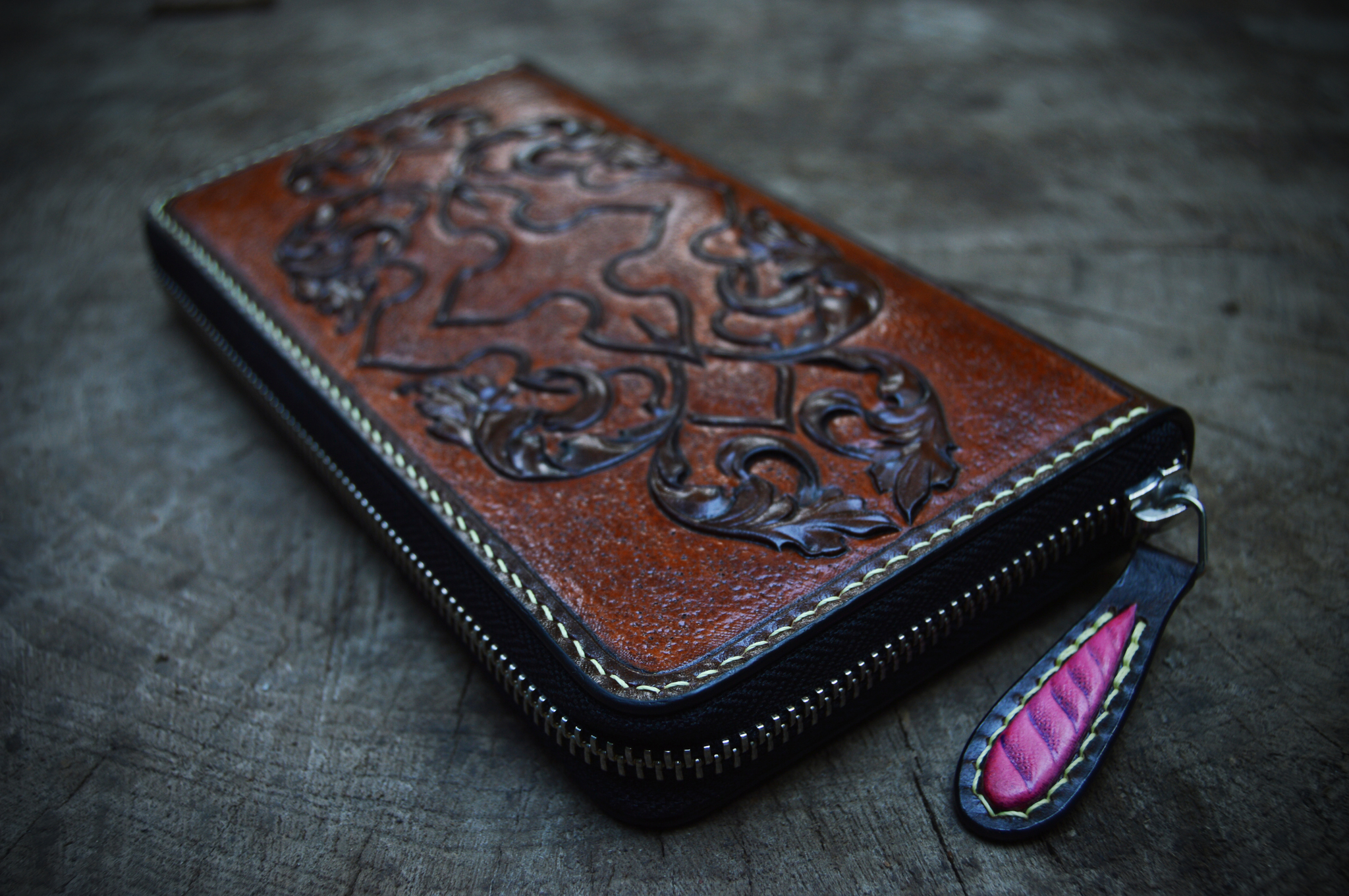 Unicorn. Long purse. - My, Unicorn, Leather, Embossing on leather, Wallet, Patterns, Longpost