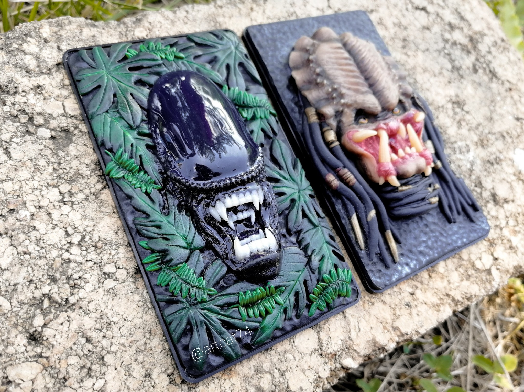 Alien vs Predator polymer clay - My, Stranger, Predator, Polymer clay, , I legal alien, Handmade, Decor, Longpost, Alien vs. Predator, Predator (film)