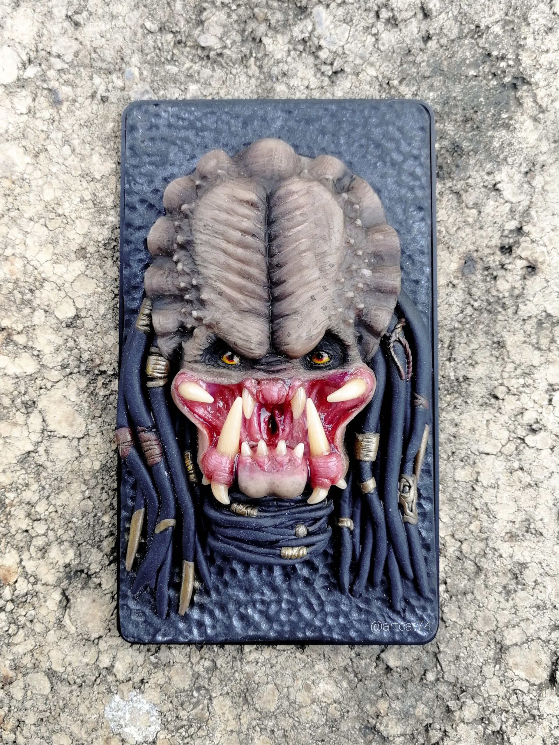 Alien vs Predator polymer clay - My, Stranger, Predator, Polymer clay, , I legal alien, Handmade, Decor, Longpost, Alien vs. Predator, Predator (film)