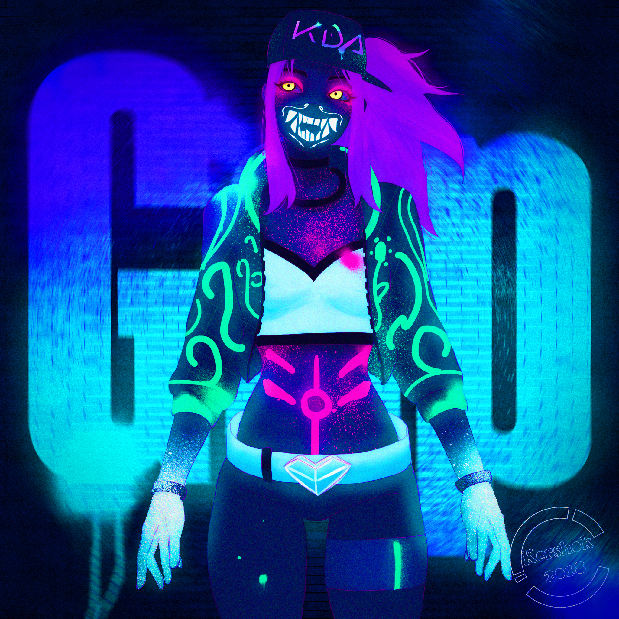 Akali - My, KDA, Akali, Anime, League of legends, Kershok, Drawing, Photoshop