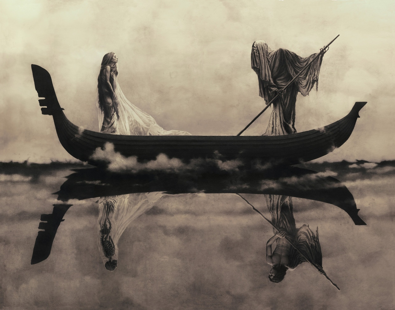 Charon and the Passenger Cross the River Styx - Art, Artist, Illustrations, Longpost, Charon, Styx