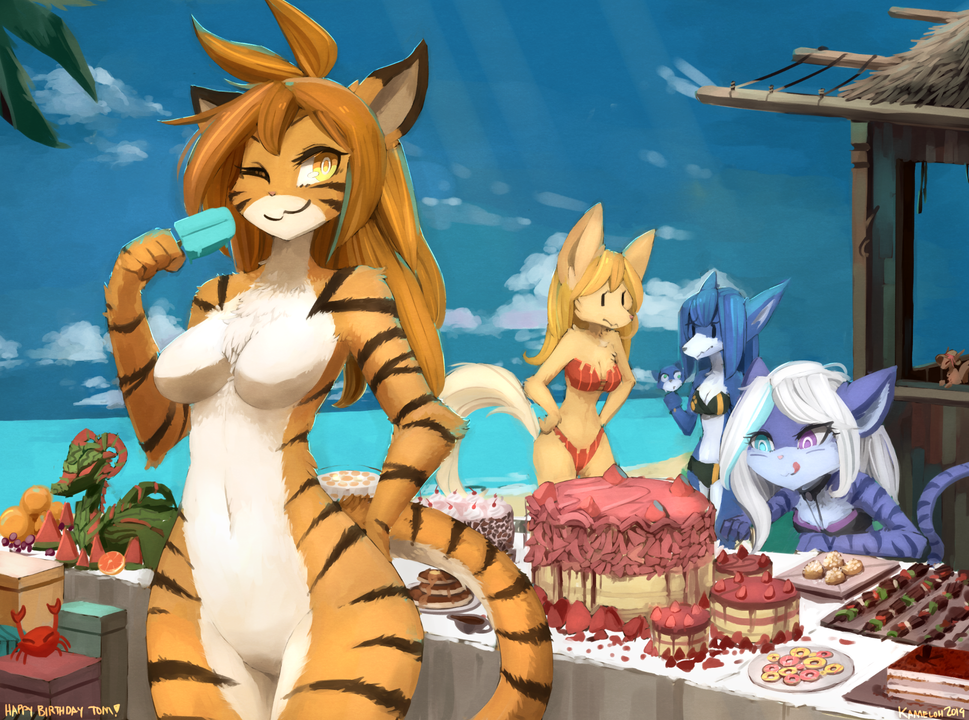 Happy Birthday! - NSFW, Фурри, Арт, Furotica, Торт, Море, Twokinds, Kameloh, Flora