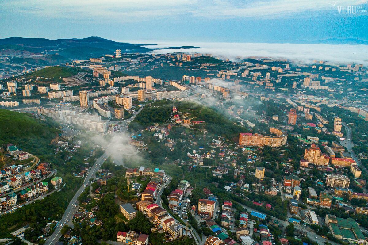 Vladivostok from above - Vladivostok, Fog, Longpost, The photo, Панорама