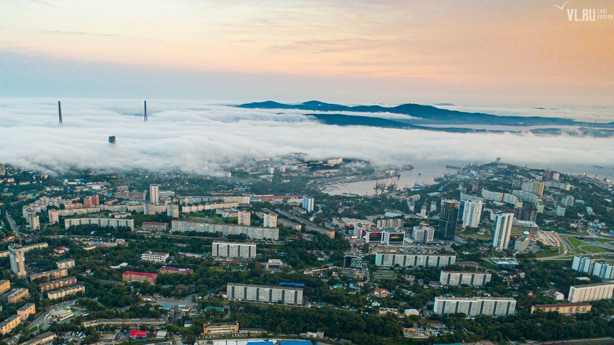 Vladivostok from above - Vladivostok, Fog, Longpost, The photo, Панорама