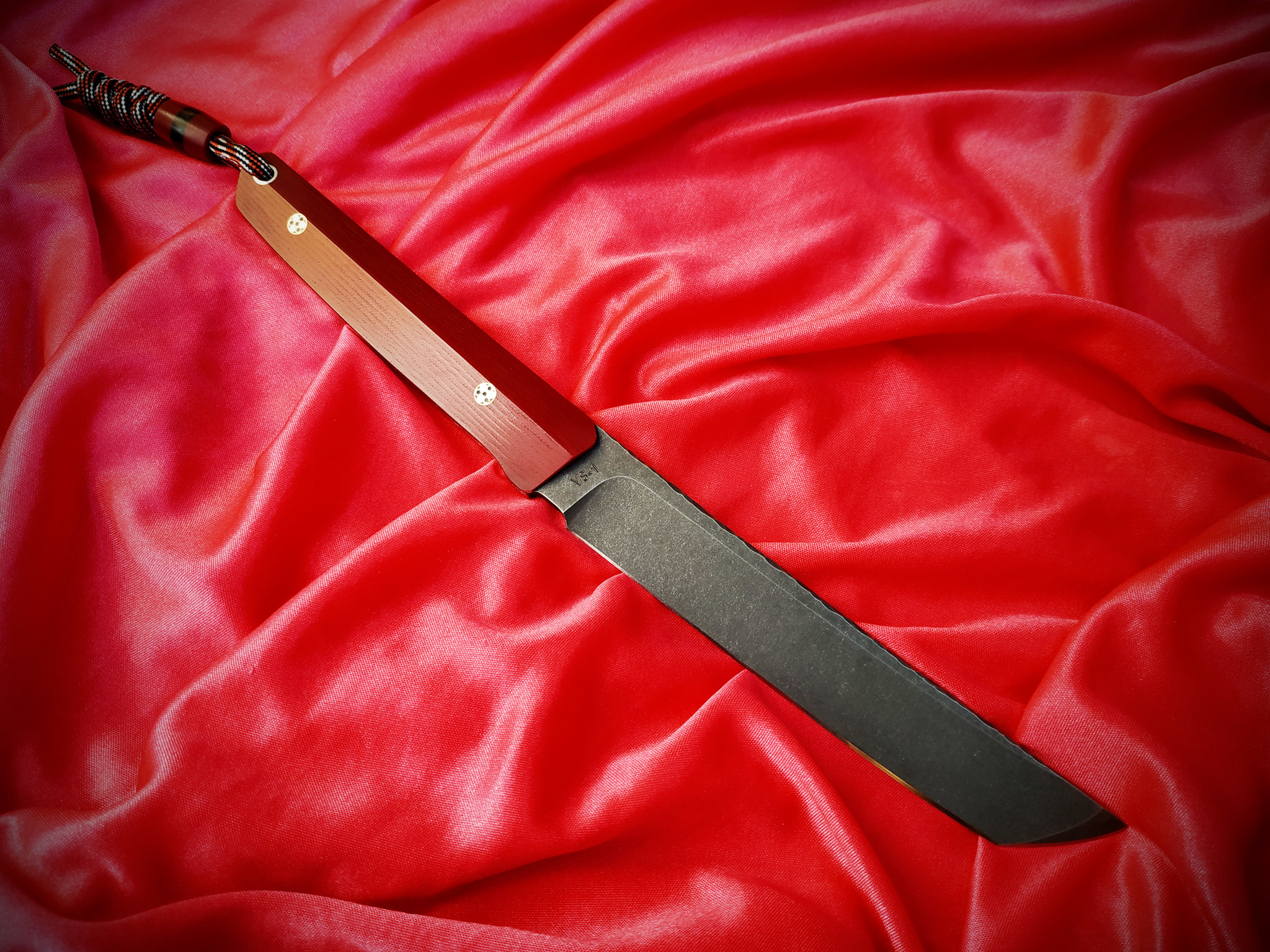 Knife «Red Dragon» - My, Handmade, EDC, Knife, Fixed, Tanto, Sheath, Longpost, Needlework without process