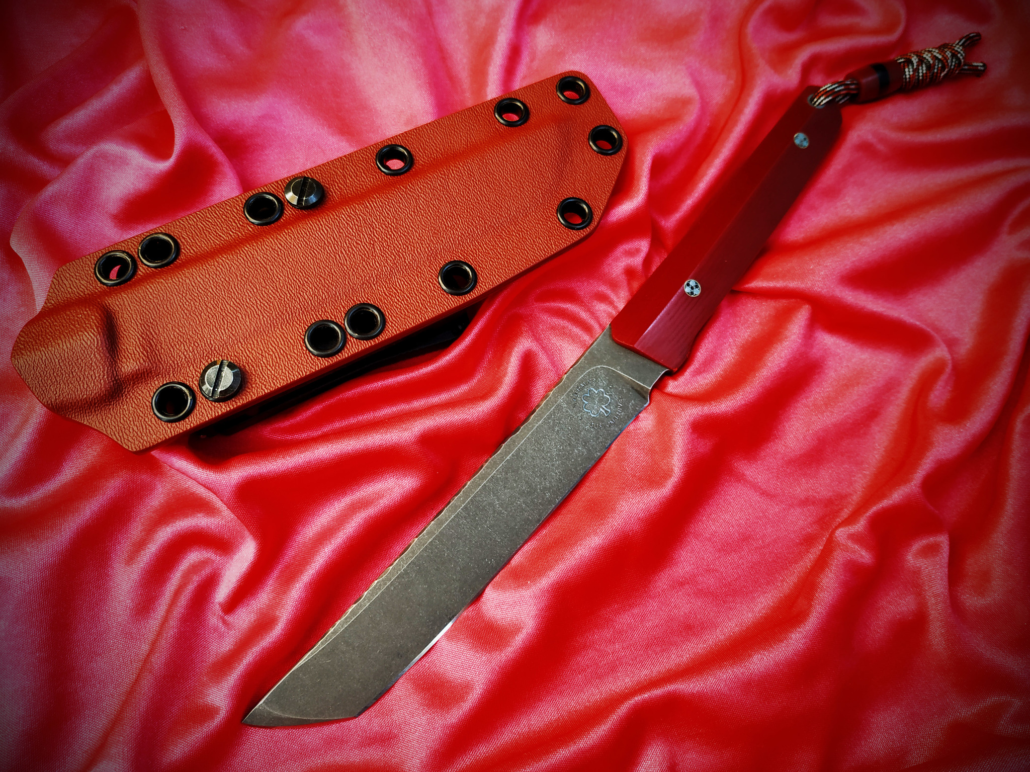 Knife «Red Dragon» - My, Handmade, EDC, Knife, Fixed, Tanto, Sheath, Longpost, Needlework without process