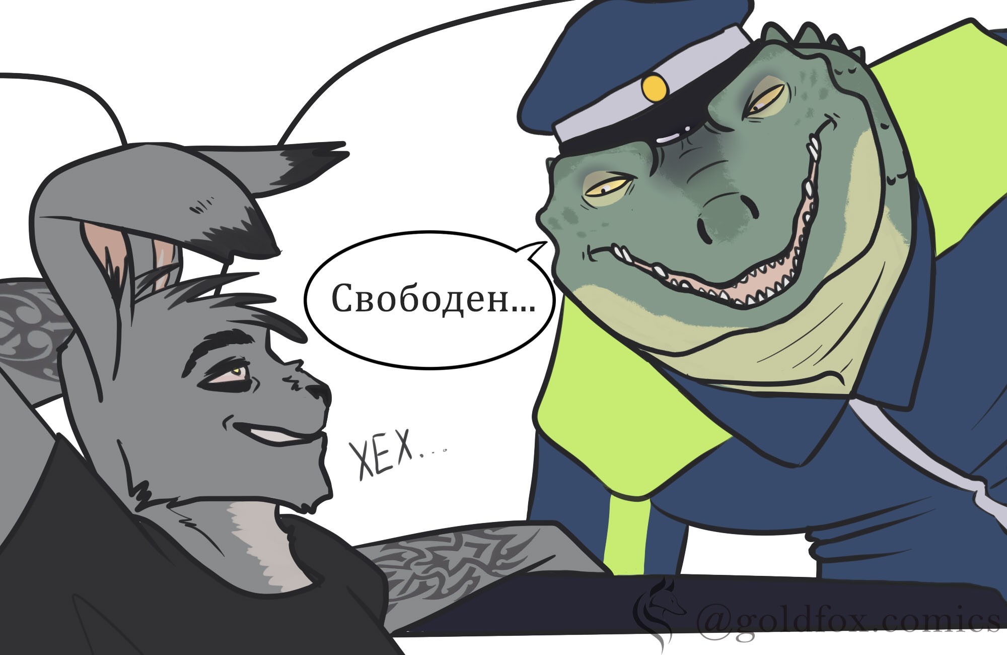 Don't break traffic rules - My, Traffic cop, Comics, Longpost, Hare, Crocodile, Furry, Goldfoxcomics, Crocodiles