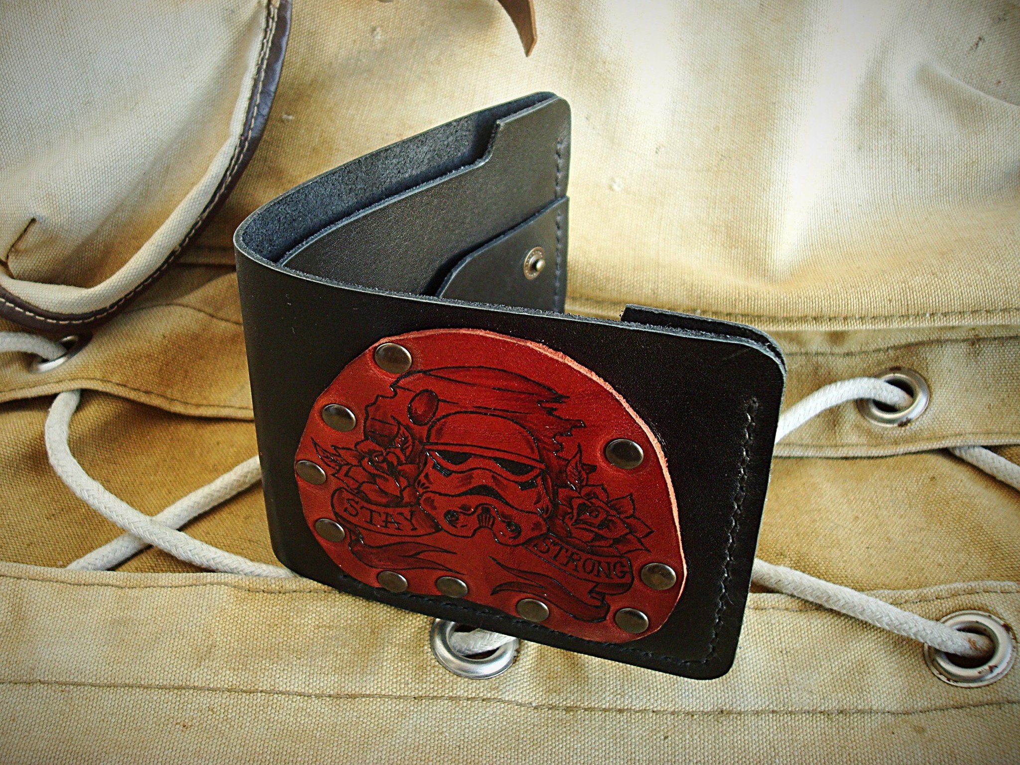 Stay Strong Leather Wallet - My, Wallet, With your own hands, Handmade, Purse, Longpost