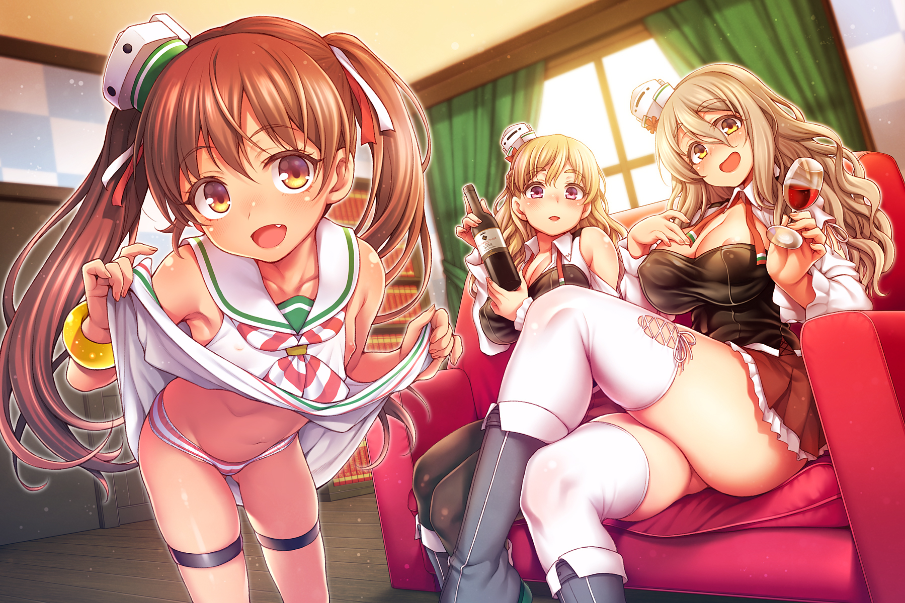 Libeccio, Zara & Pola - NSFW, Kantai Collection, Libeccio, Zara, Pola, Anime Art, Аниме, Арт