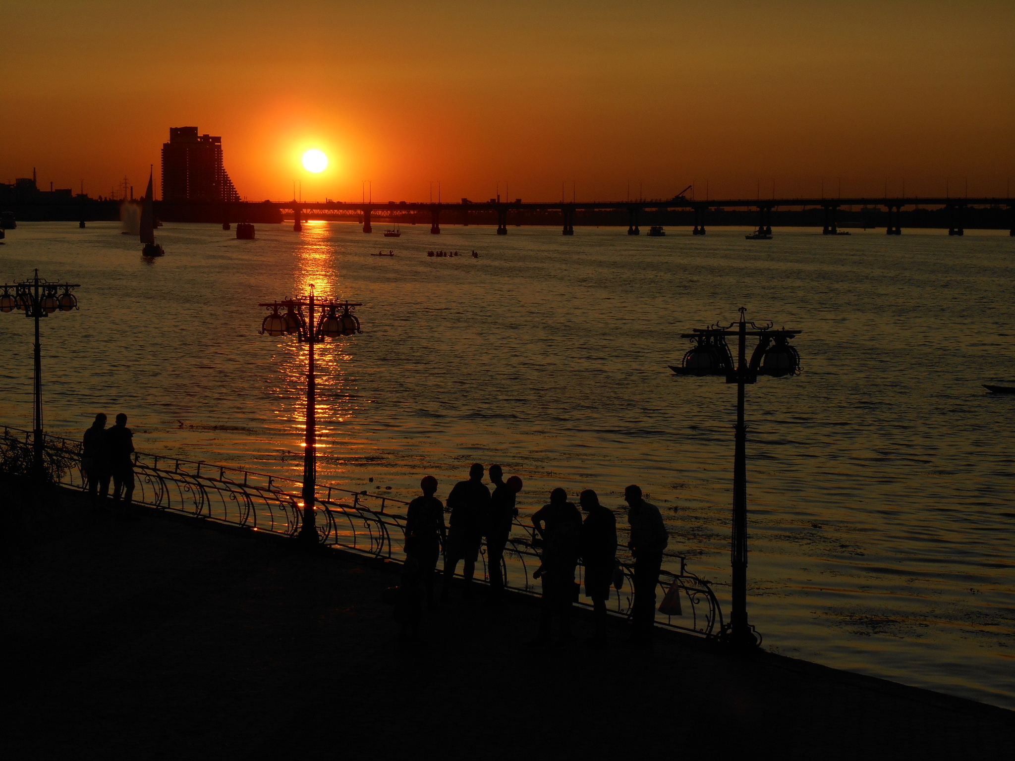 Dnieper - My, Sunset, River, Town, Longpost, Beginning photographer, No filters