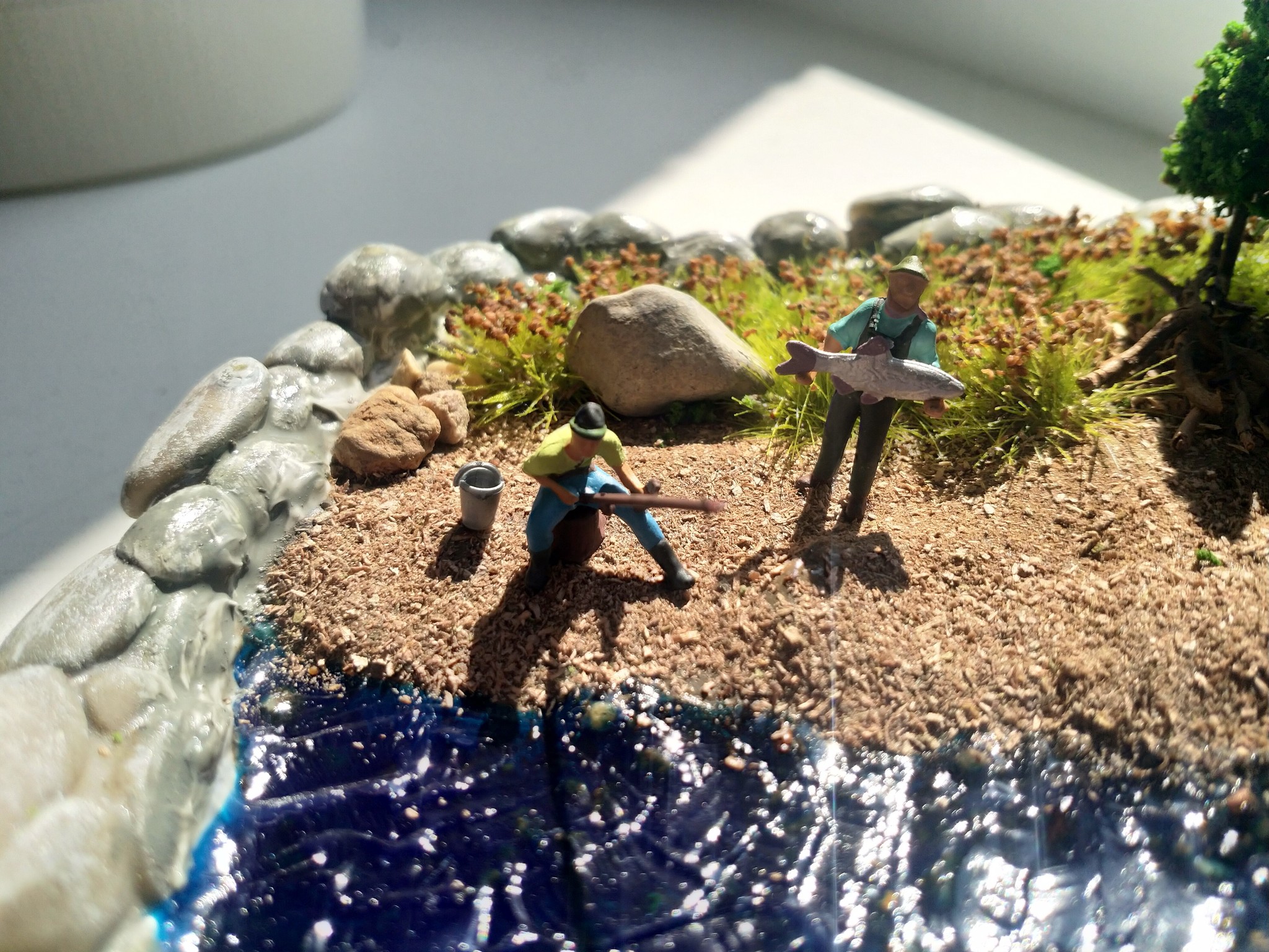 diorama fishing - My, Diorama, Miniature, Fishermen, Fishing, Birthday, Presents, Longpost