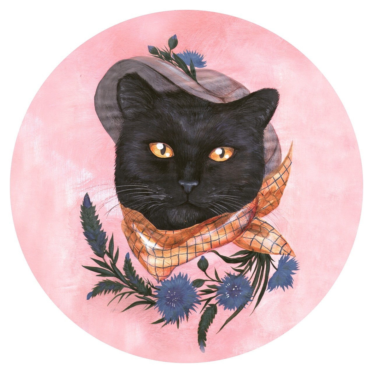 Collective farmer cat - My, cat, Catomafia, Gouache, Colour pencils, Black cat, Drawing, Animals