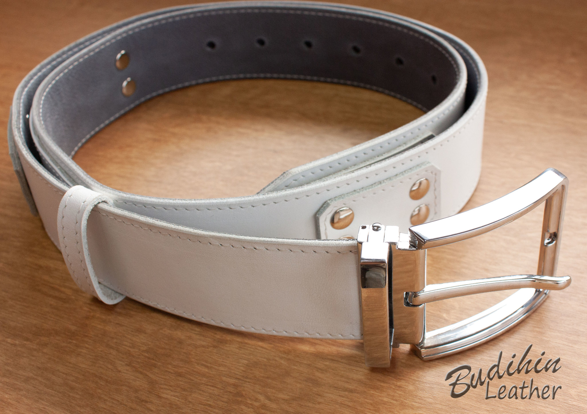 white belt - My, Leather, Handmade, With your own hands, Belt, Leather belt, Needlework without process, Longpost