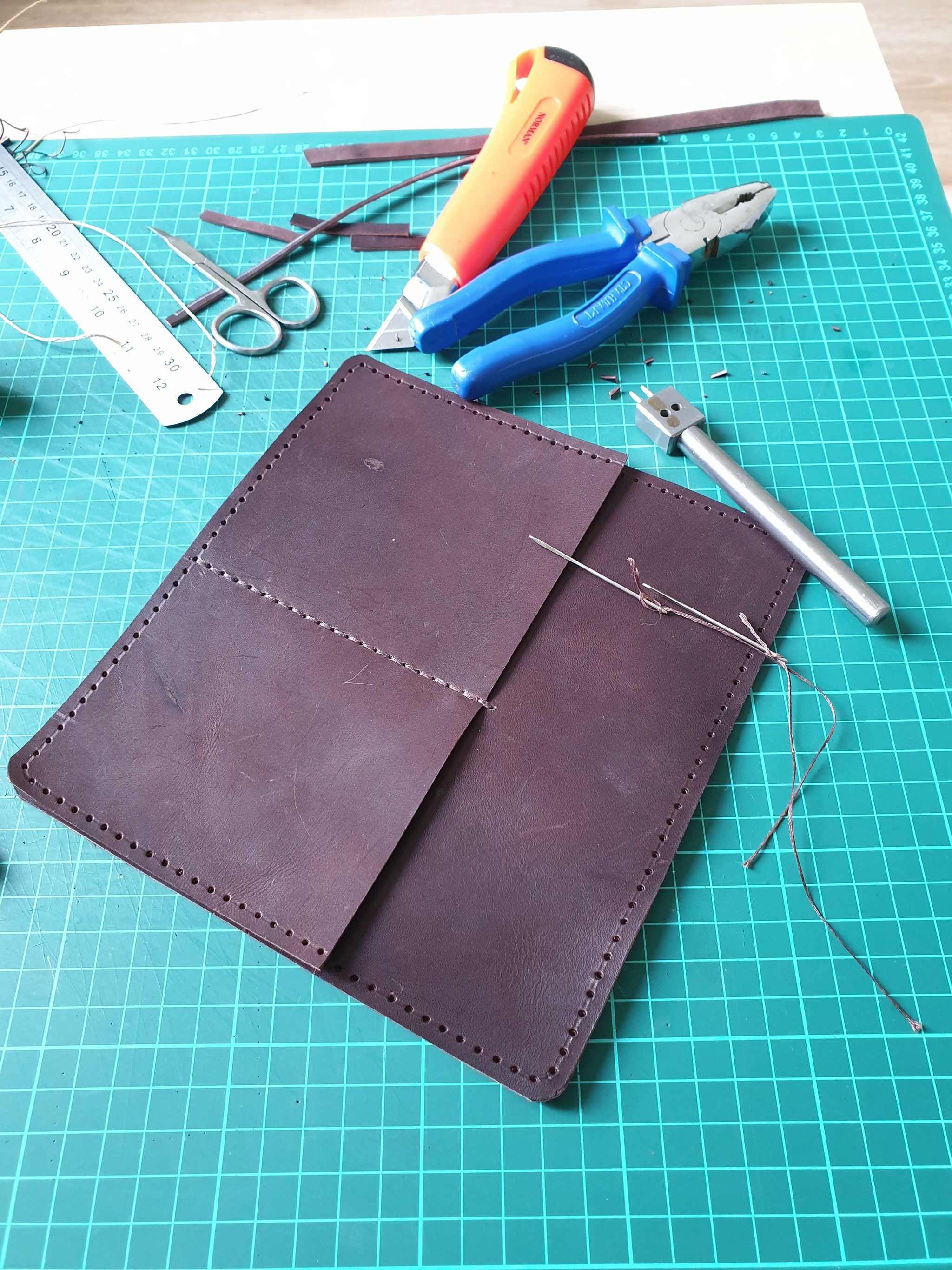 First leather backpack - My, Leather craft, Longpost, Leather products, Backpack, Leatherwork, Handmade, Hobby