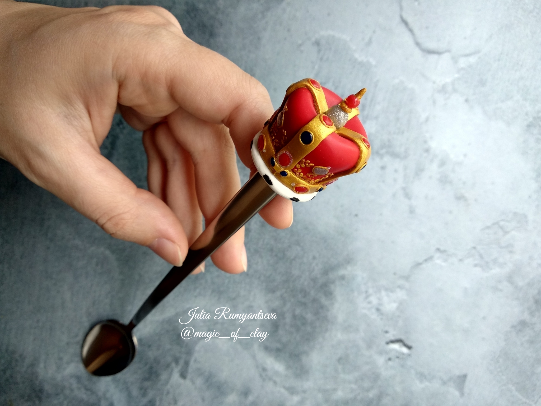 Spoon crown of Freddie Mercury - My, Crown, Freddie Mercury, Needlework without process, Queen, Polymer clay, A spoon, Needlework, Longpost