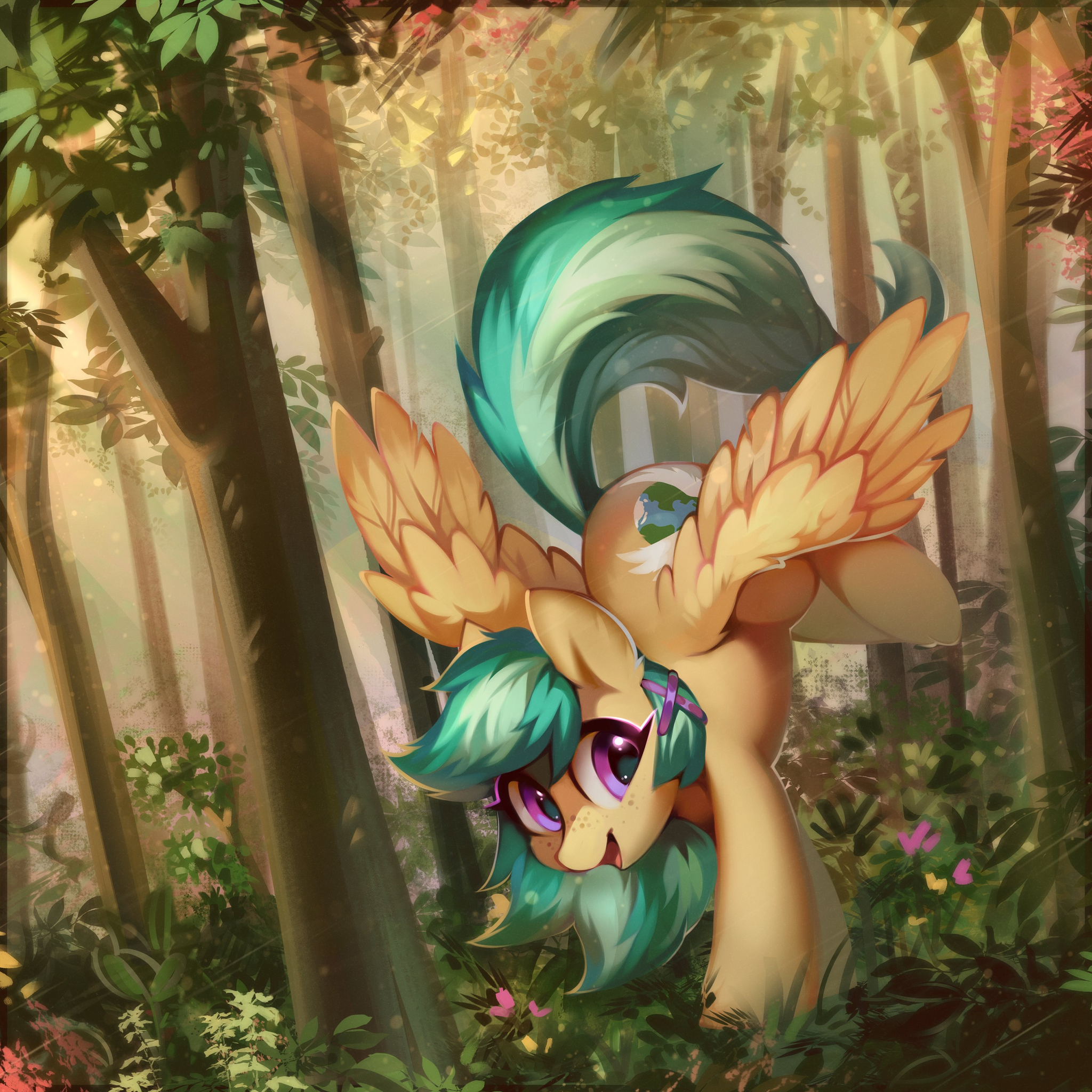 In the woods - My little pony, Original character, PonyArt, Art, Forest, Collab, Share Dast, Mirroredsea